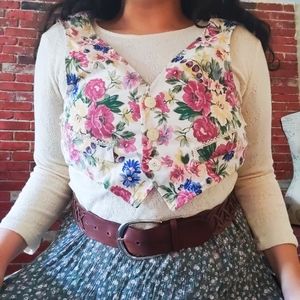 NWT 🦋 VINTAGE 80s Amy Byer Cottagecore Prairie Floral Mock Vest Top M L
